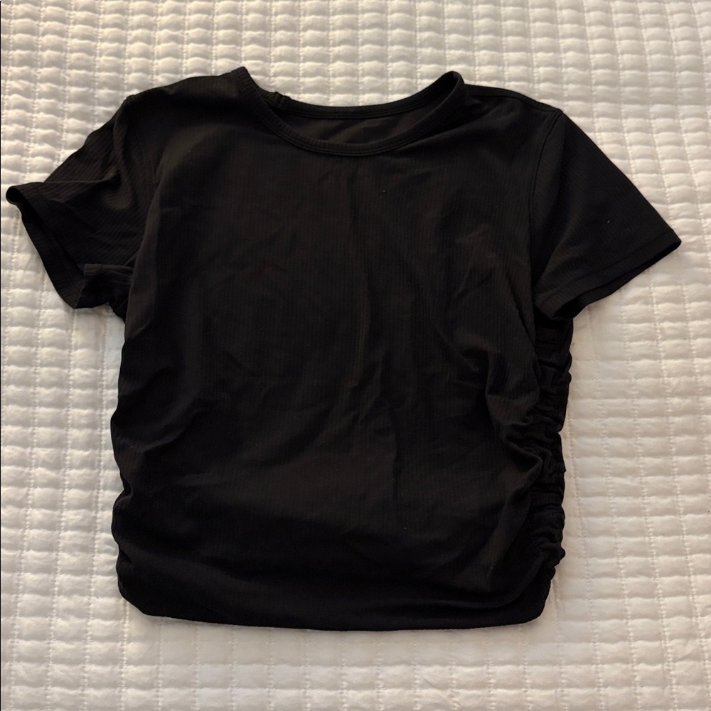 Black Ruched T-Shirt